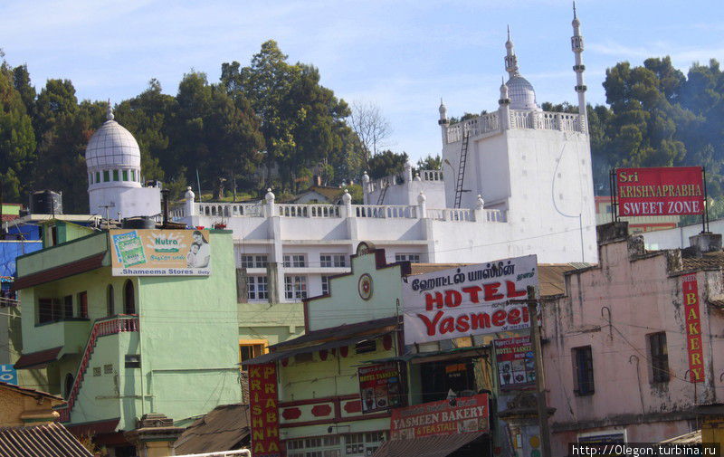 На холмах Утакамунда среди домов много мечетей Ути, Индия