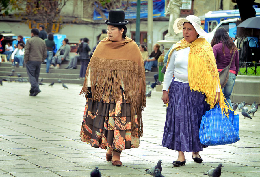 О боливийских бабушках вообще разговор особый. Выйдя первый раз на улицы боливийского города, я подумала, что попала в какой-то то ли голливудский фильм, то ли передачу Nacional Geographic — о древних цивилизациях. Таких бабушек в реальности не бывает, просто не может быть! Ла-Пас, Боливия