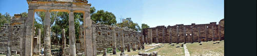 Панорама старинного города Cyrene. Верхний город.