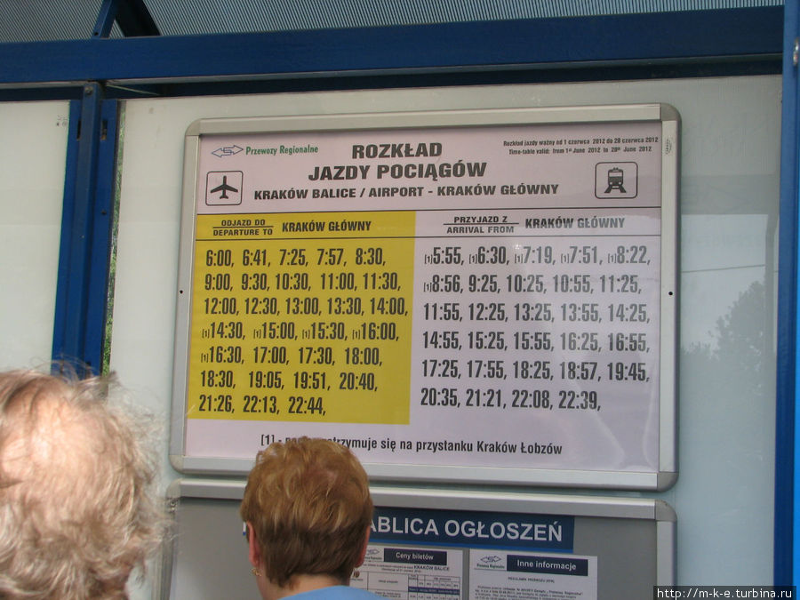 Расписание движения электрички Краков, Польша