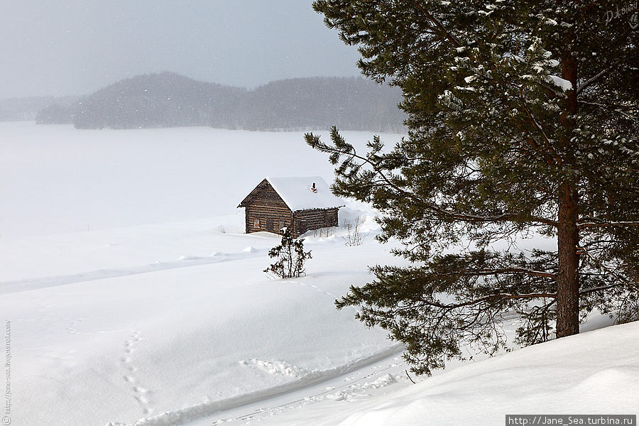 Озеро Масельгское. Вид с горушки от зимних домиков. Морщихинская, Россия