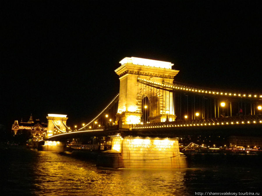 Мост Сечени. Ночь Будапешт, Венгрия