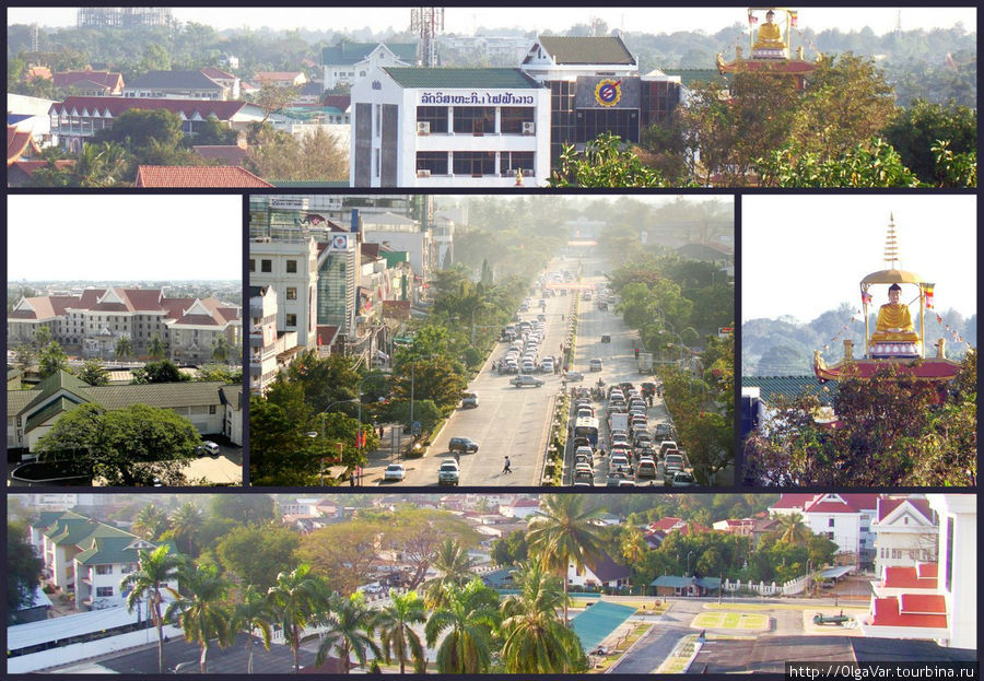 Таким город открывается со смотровой площадки Триумфальной арки — Ворот Победы Вьентьян, Лаос