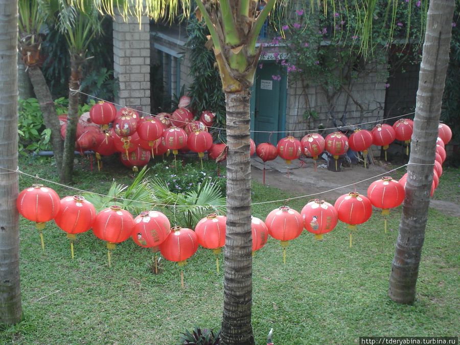 Накануне встречи китайского нового года многие места украшают такими китайскими фонариками Фантхиет, Вьетнам