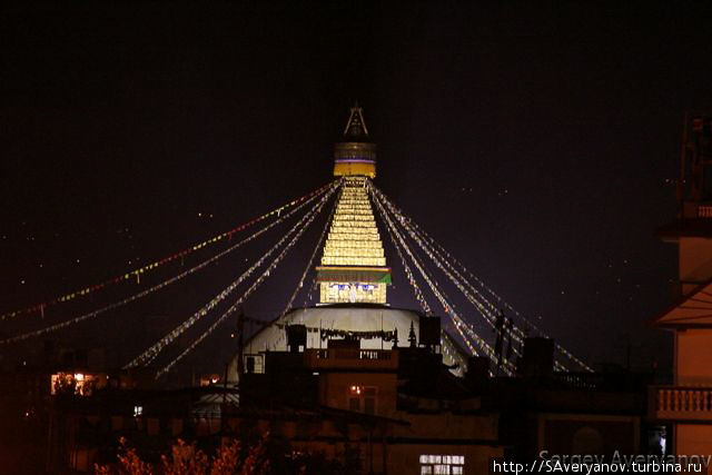 Боднатх ночью Катманду, Непал