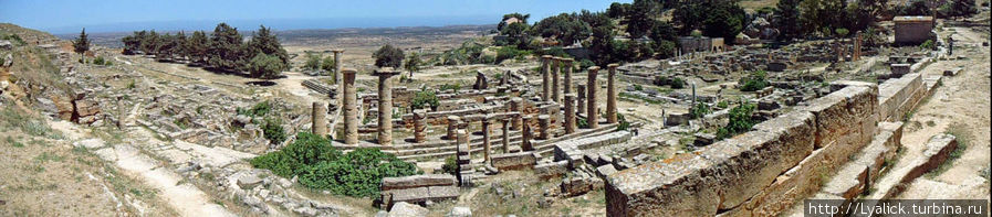 Панорама старинного города Cyrene. Нижний город. Тобрук, Ливия