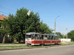 Трамвай Татра-Юг Т5Б5 на улице Чкалова