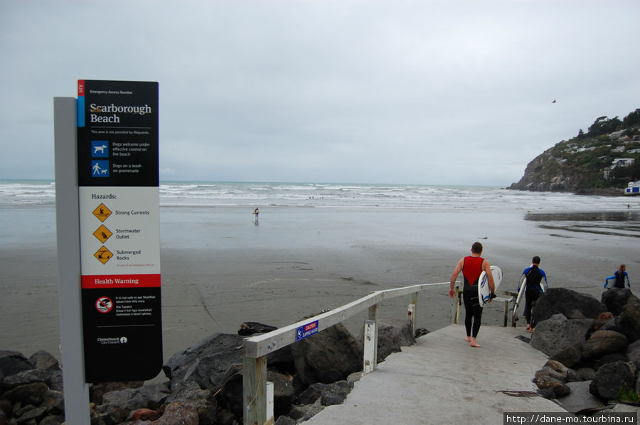 Вход напляж Крайстчерч, Новая Зеландия