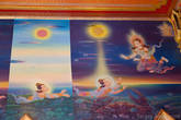 Тайский храм, интерьер, росписи, повествующие о приходе учения в Тайланд