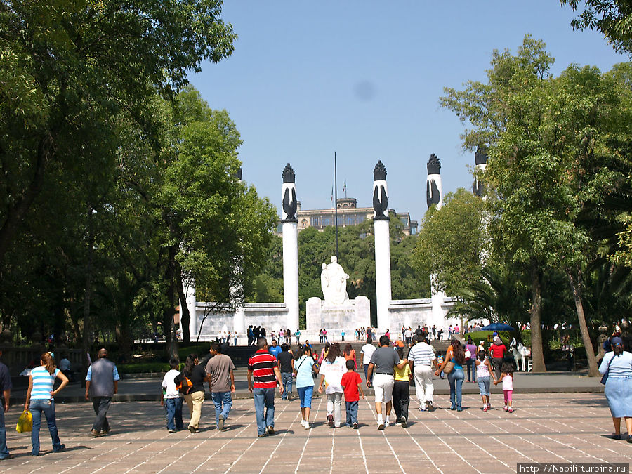 Конец проспекта у парка Чапультепек, проспект длиной 7 км, далее  переходит в бульвар еще на 13-14 км длиной Мехико, Мексика