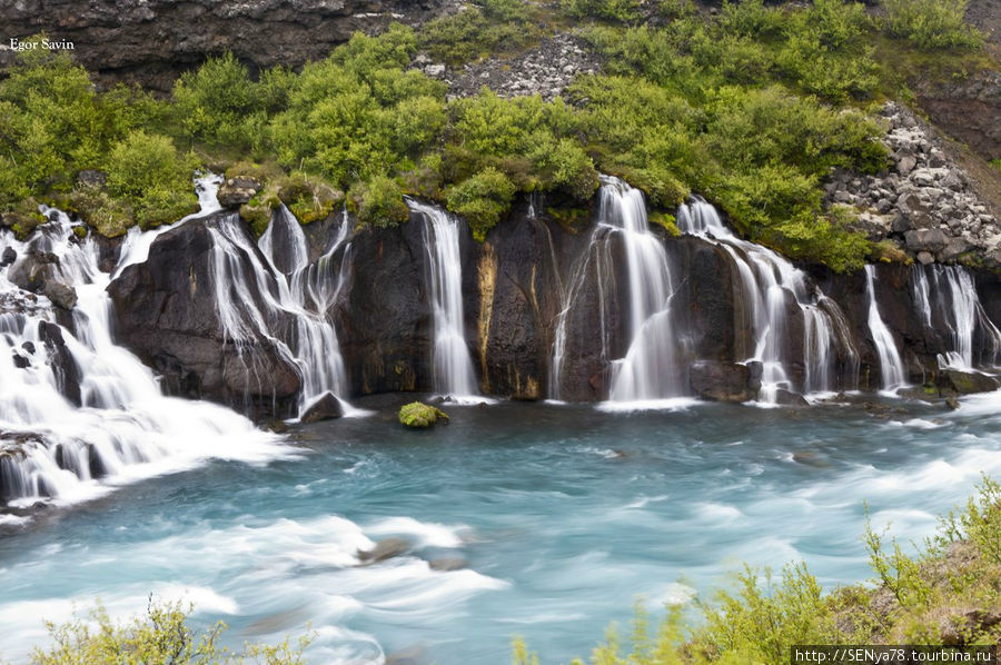 Водопад Hraunfossar Западная Исландия, Исландия