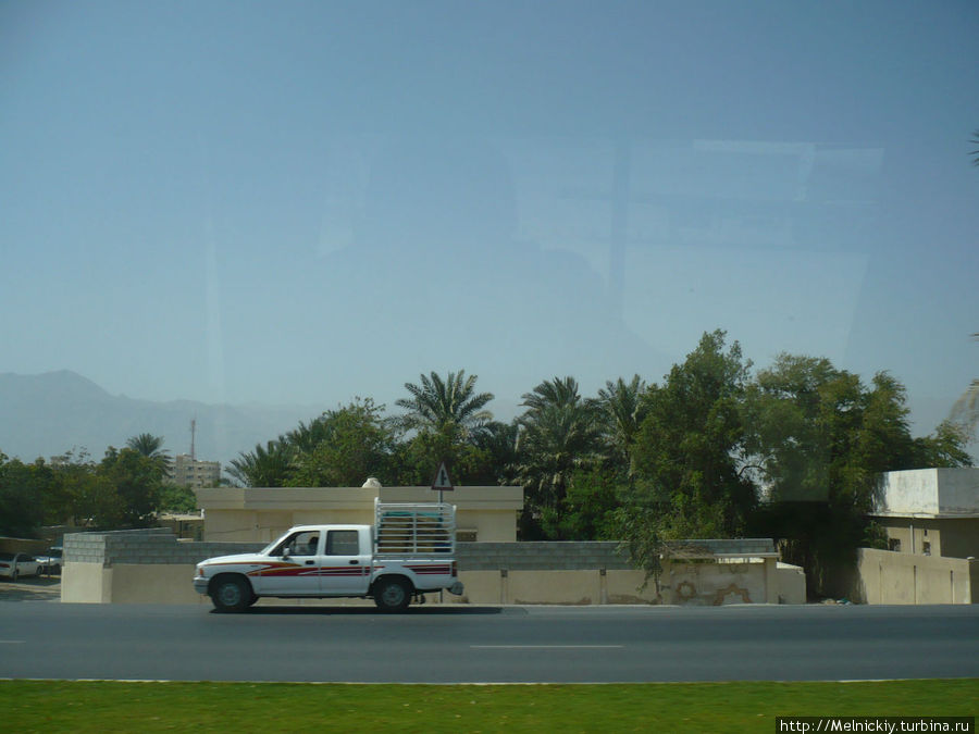 Дибба из окна автобуса Дибба-Аль-Хисн, ОАЭ