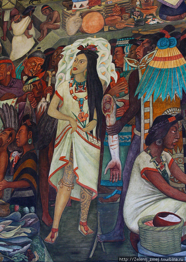 Проститутка. Фреска Диего Риверы, Президентский дворец Мехико, Мексика