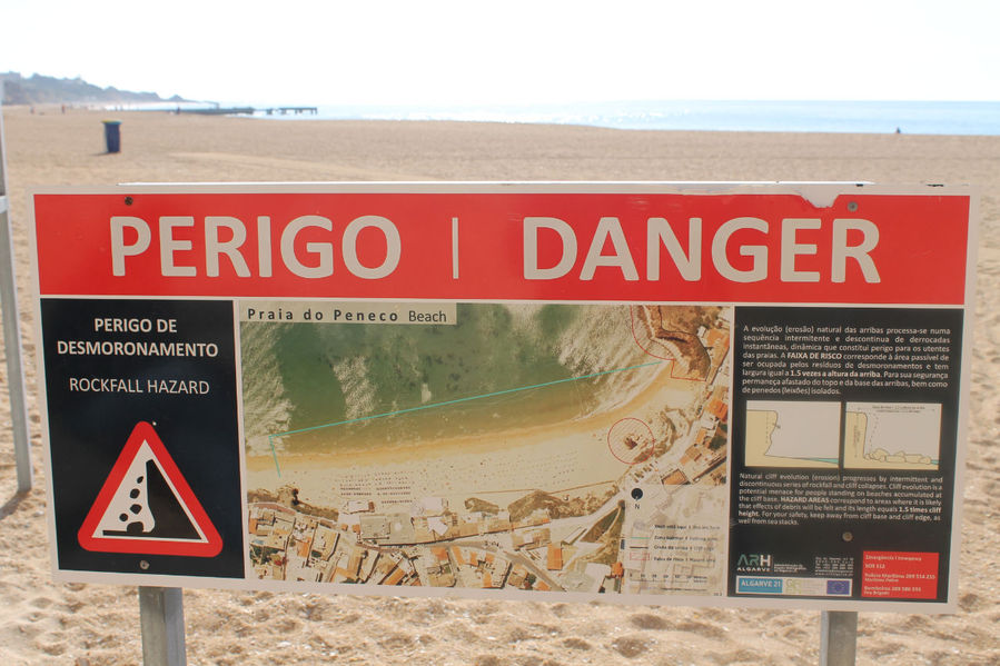 предупреждение об опасности обвалов Албуфейра, Португалия