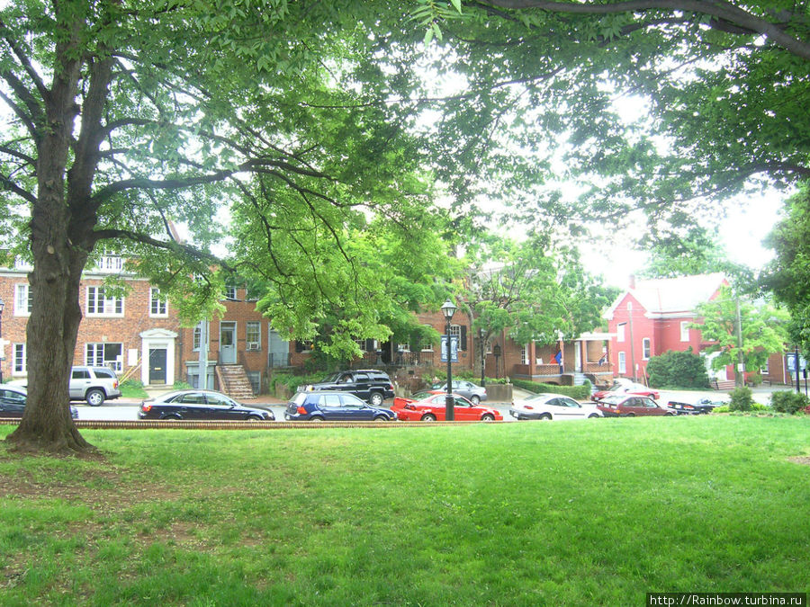 Вид на жилые дома через парк Шарлоттсвилл, CША