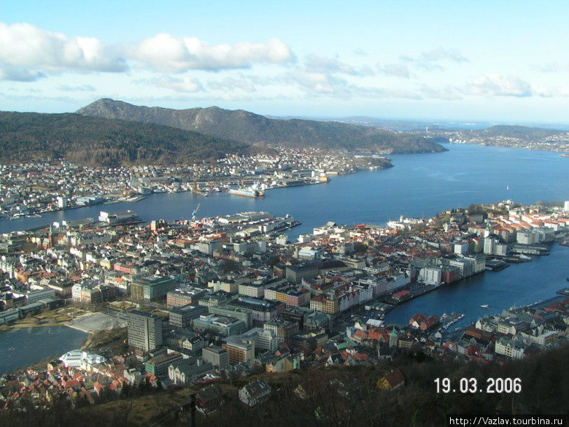 Дивный вид со смотровой площадки Берген, Норвегия