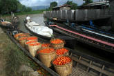 Лодка с урожаем помидоров у пристани в Няунг-Шве