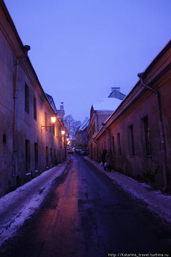 Вечерние зимние улочки Вильнюс, Литва