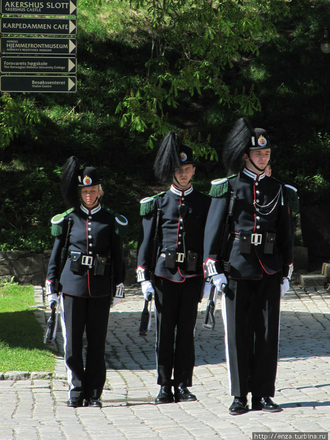 В  карауле королевские гвардейцы Осло, Норвегия