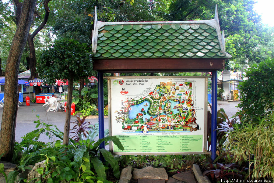 Схема расположения павильонов зоопарка Дусит Бангкок, Таиланд