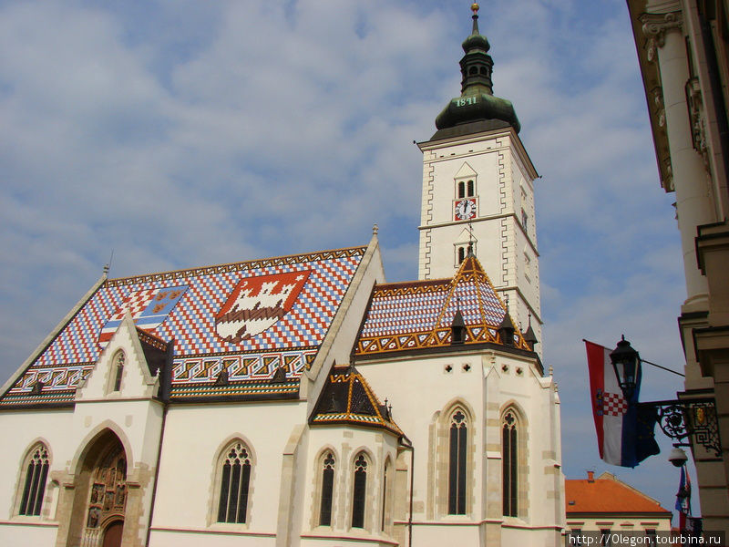 Церковь св. Марка благодаря её крыше ни с чем не спутаешь Загреб, Хорватия