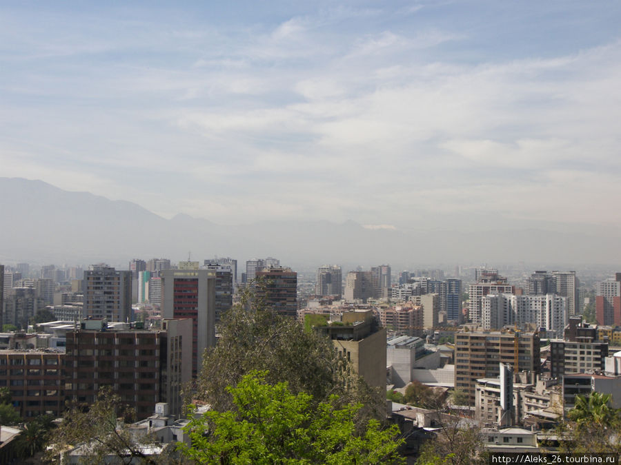 Вид на город с горы Санта-Лючия Сантьяго, Чили